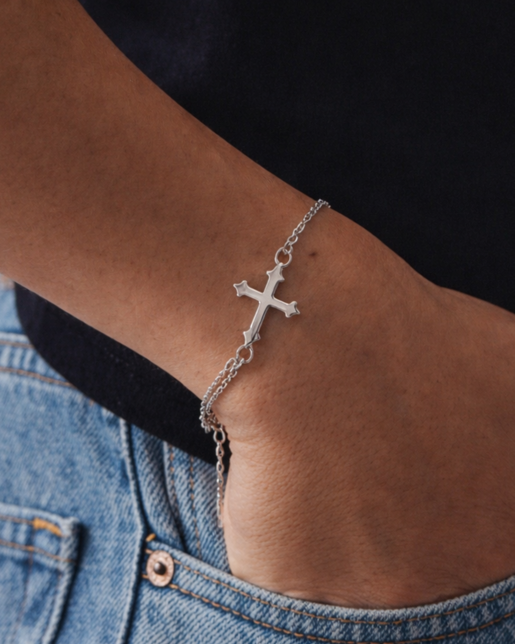 Bethel Sterling Cross Bracelet