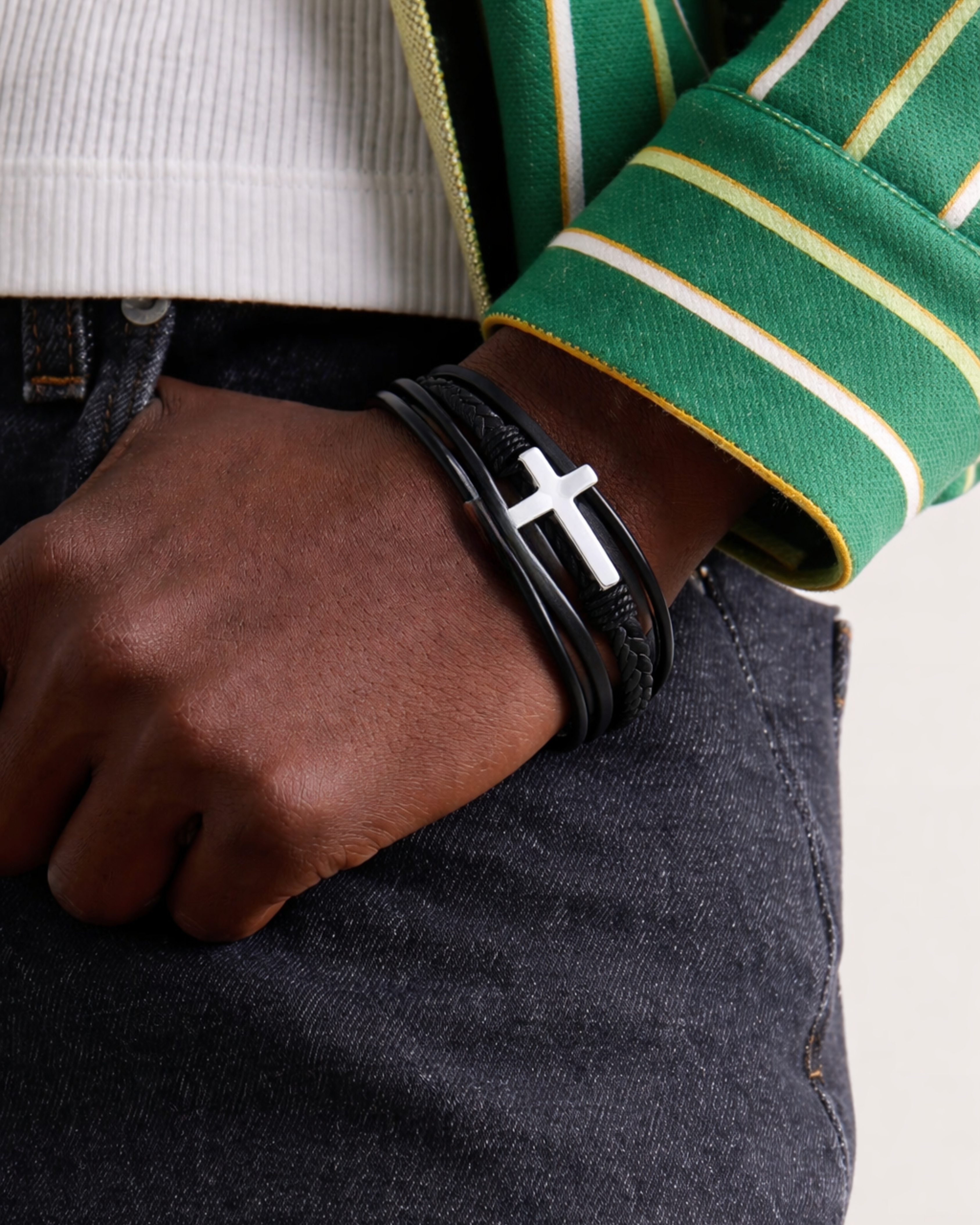 Gethsemane Leather Cross Bracelet